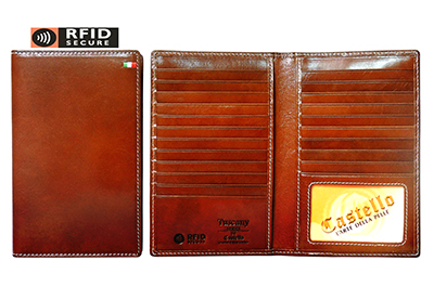 Castello Men's RFID Protected Bifold Leather Long Wallet