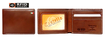 Castello Blocking RFID Protected Bifold Leather Slim Wallet