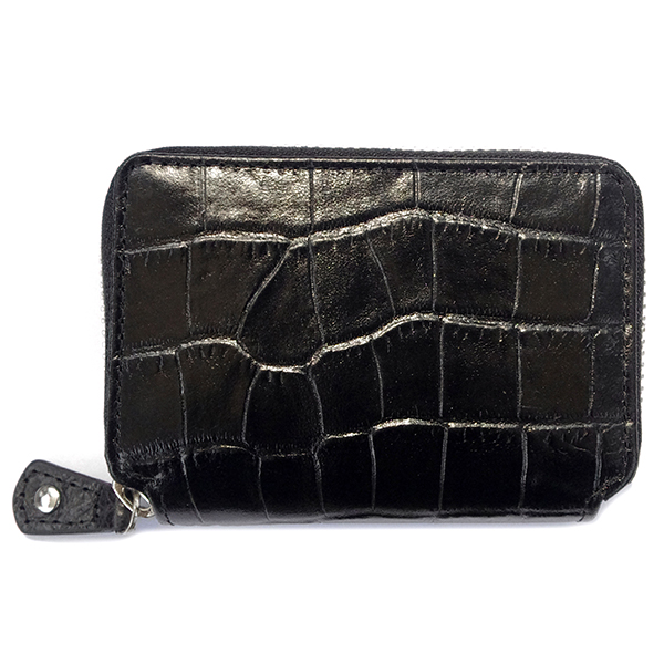 Unisex Genuine Crocodile Embossed Zipped Card Case