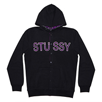 Mens Embroidered Button Front Open Hoodie