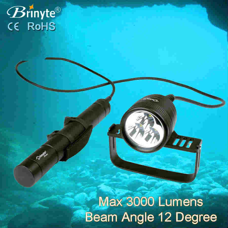 Brinyte under water 200m led canister diving flashlight