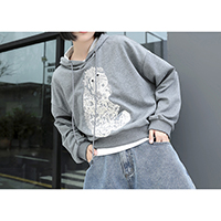 A/W Women's Drawstring Embroidery Long Sleeve Pullover Hoodies Sweater