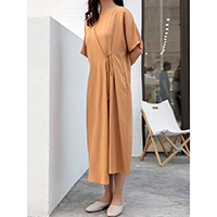 Summer Round Neck Loose Dress with Tie