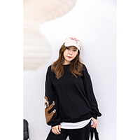 A/W Women's Long Sleeve with Sloth Embroidery Patch Pullover Sweater