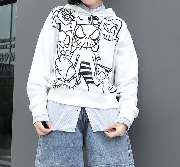 A/W Women's Embroidery Long Sleeve Pullover Hoodie Drawstring Sweater