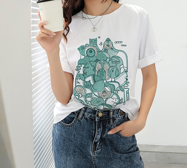 Short Sleeve Embroidered White T-shirt