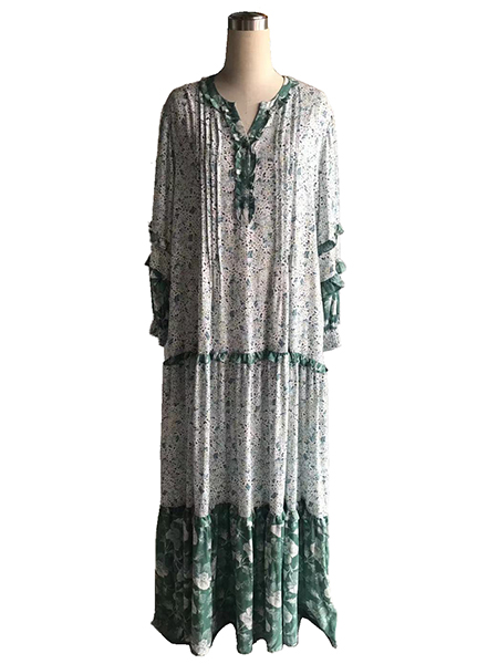 Ladies Floral Print Beach Maxi Dress