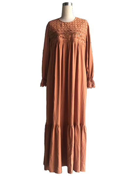 Embroidered Bottom Ruffled Maxi Dress