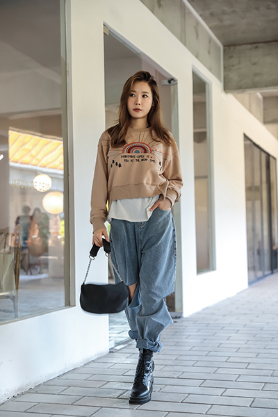 A/W Women's Rainbow Embroidery Long Sleeve Hoodie Sweater