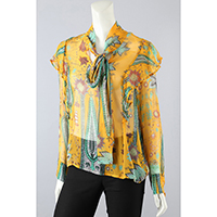 Printed Silk GGT Tie Blouse