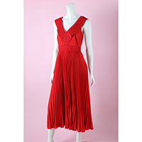 Pleated Chiffon Midi Dress