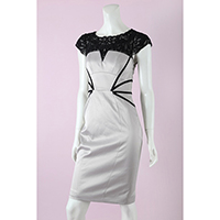 Crochet with Satin Knee Length Dress