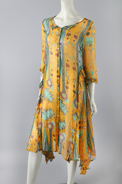 Printed Silk GGT Midi Dress