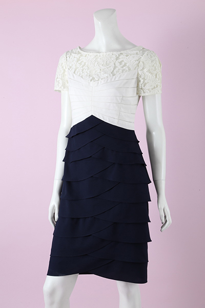 Lace with Crepe Knee Length Dress