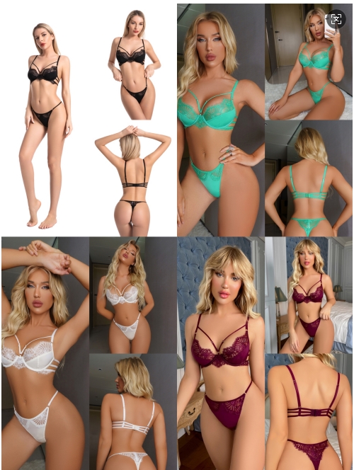 Wholesale Women’s Lingerie Bra & Pantie 2 Piece Sexy Lace Babydoll Sexy V Neck Underwear and Brief Sets