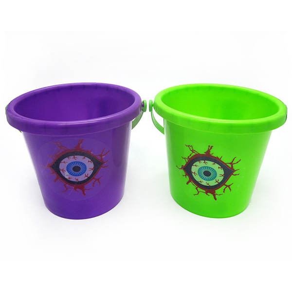 Halloween Big Candy Bucket with Spooky Eye Silk Screen - 4 Asstd Colors