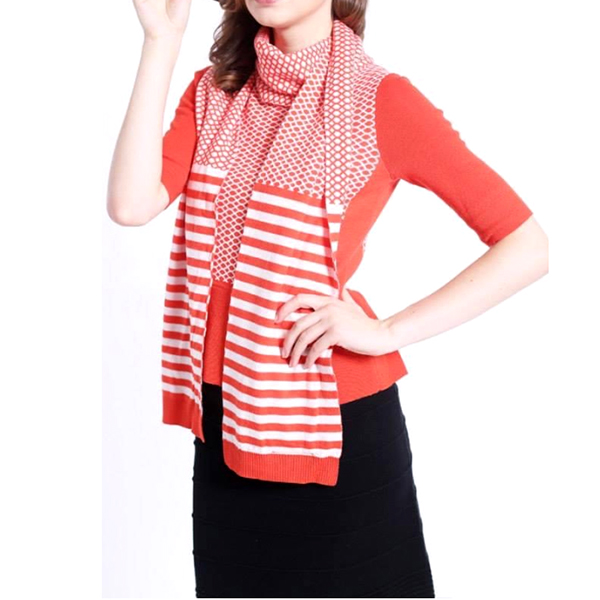Ladies' Wool-Blend Waffle Knit Cardigan & Scarf