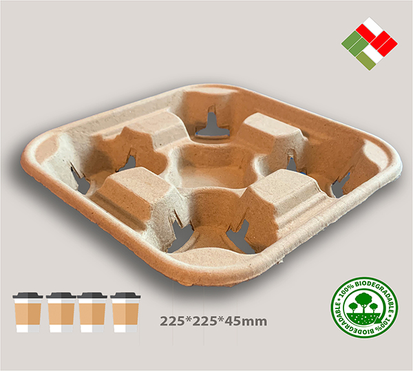 4-Cup Moulded Pulp Tray