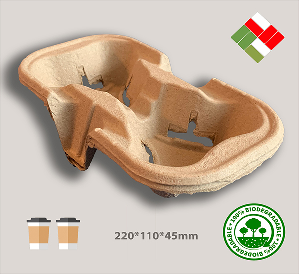 2-Cup Moulded Pulp Tray