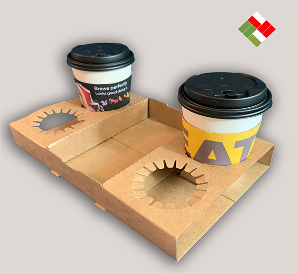 Disposable 2-Cup Drink Paper Tray