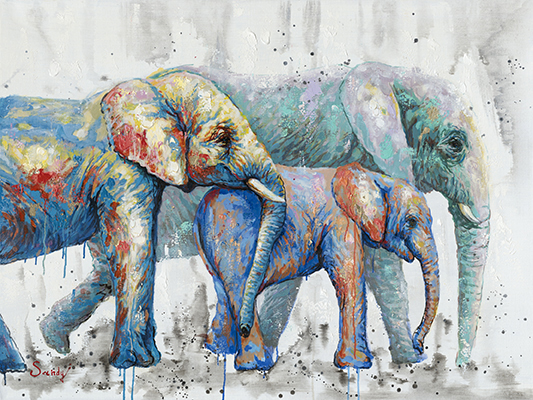 Elephant Stroll Oil Painting
