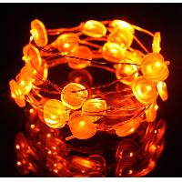 B/O 25 LED 10FT SMD string lights, Warm White LED with Pumkin Icons, Silver Wire