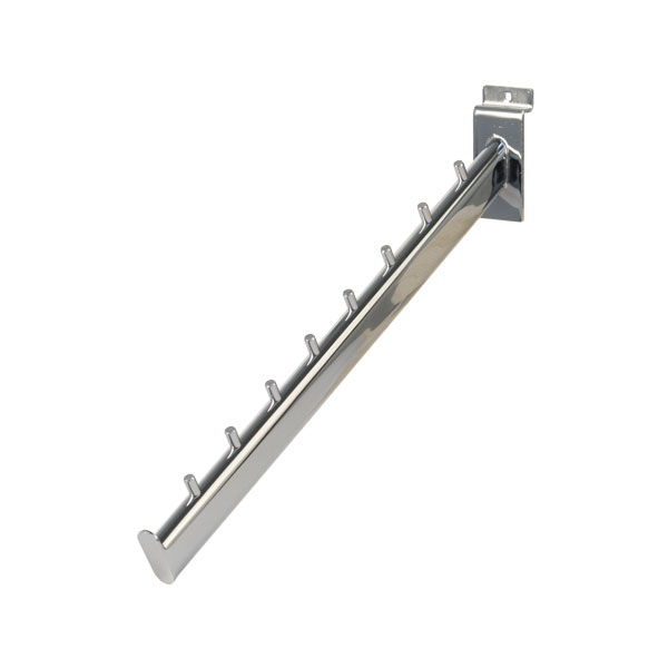 Slatwall oval slopping arm chrome clothes display hook