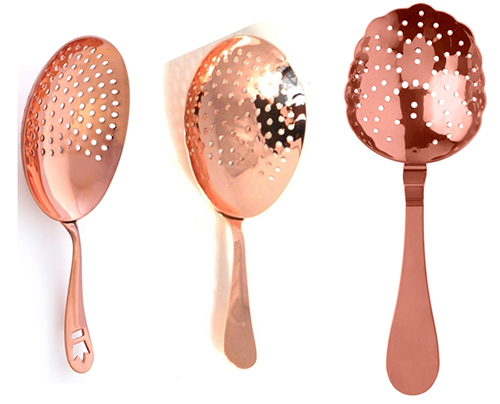 Premium Julep Strainer and Biloxi Strainer (copper finish)
