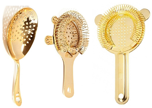 Hawthorne Strainer and Japanese Hawthorne Strainer (gold finish)