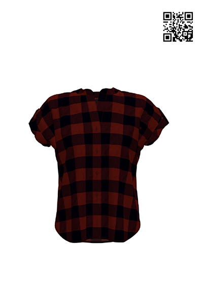 Rolled Sleeves Plaid Blouse