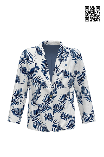 Printed 3/4 Sleeve One Button Blazer