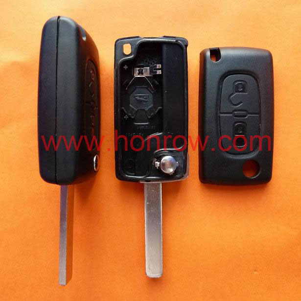 Peugeot 307 Blade 2 Buttons Flip Remote Key Shell ( Va2 Blade - 2button - With Battery Place )
