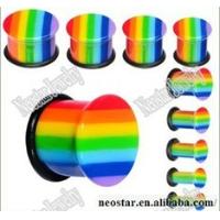 Sell 0 Gauge Acrylic Rainbow Pride Top Hat Plug Tunnel Body Piercing Jewelry