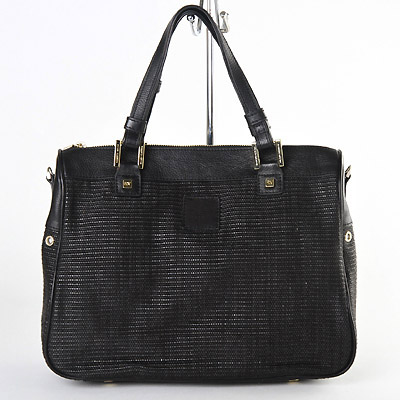 Raffia/cow leather handbag