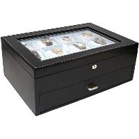 Black faux leather watch box.