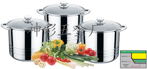 6pcs Capsuled Bottom Stock Pot Sets