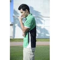 Green Shirt Collar Short Sleeve Button Front Closure Men's Golf Shirt