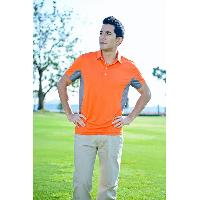 Orange Shirt Collar Short Sleeve Button Front Closure Men's Golf Shirt