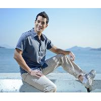 Navy Shirt Collar Short Sleeve Button Front Closure Men's Golf Shirt