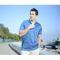 Blue / White Shirt Collar Short Sleeve Button Front Closure Men's Golf Shirt