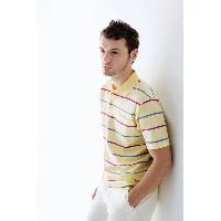 Men&#039;s Short Sleeve Polo Collar Stripped Pattern Pique Casual Polo Shirt, ZP1E9311