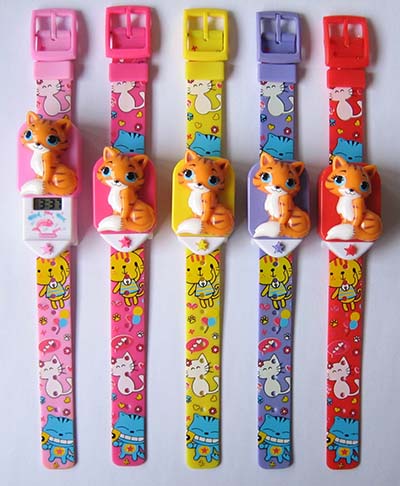 Plastic LCD pop-up cat kids watch