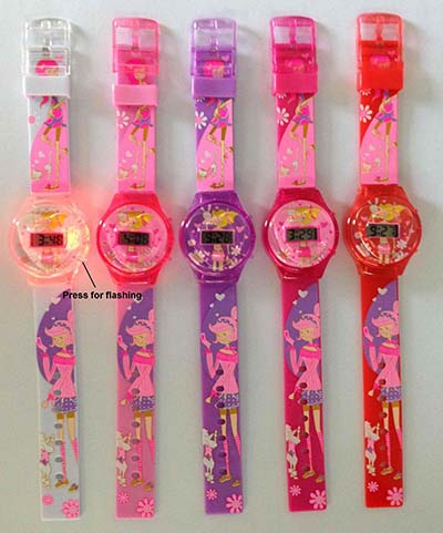 Plastic LCD flash kids watch