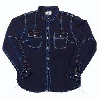 Men's 100% Cotton Button Closure Shirt Collar Long Sleeve Woven Indigo Work Shirt
