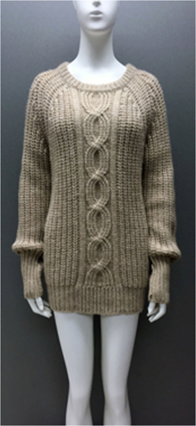 Ladies Crew Neck Knitted Pullover with Chunky Cable