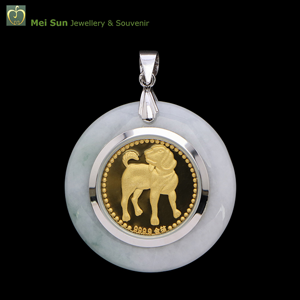 Gold Silver Jade Pendant