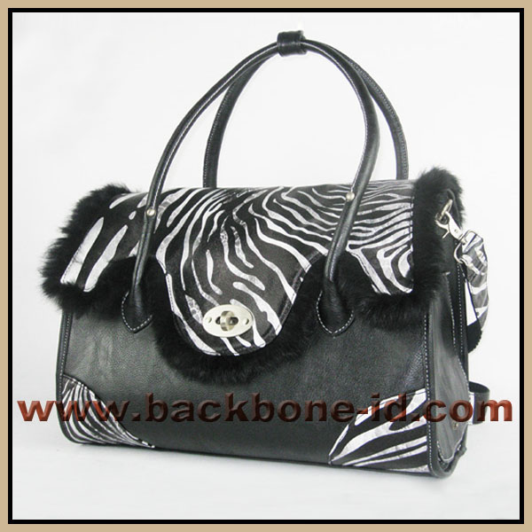 Leather-zebra Bag Dog Products