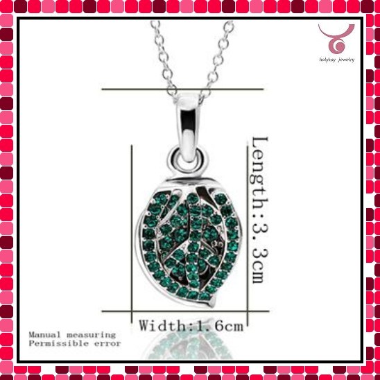 Fashionalbe Green Crystal Leaf Shape Pendant Necklaces, Statement Necklaces, Hand Stamped Jewelry