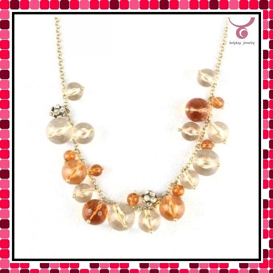2012Newest fashion bubble necklace with red and white pearls alternating