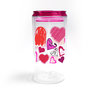 Double Wall Tumbler as Coke Tin W/Flip Lid & Insert PVC Sheet